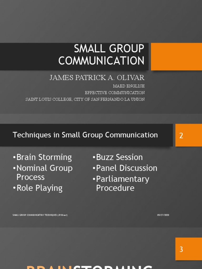 Small Group Communication Tips | PDF | Brainstorming | Parliamentary ...