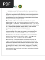 Pensamiento Crítico y Pensamiento Creativo PDF