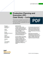 Production Planning and Execution (PP) Case Study - Lecturer Notes