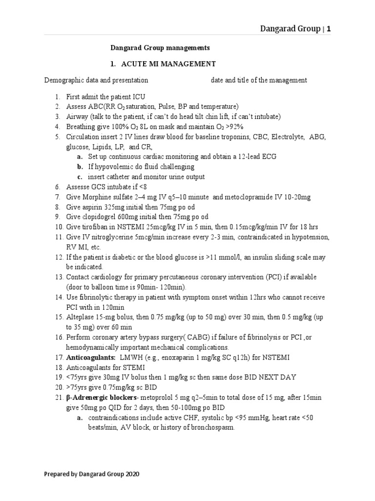 Medicine Managements | PDF | Lung | Myocardial Infarction