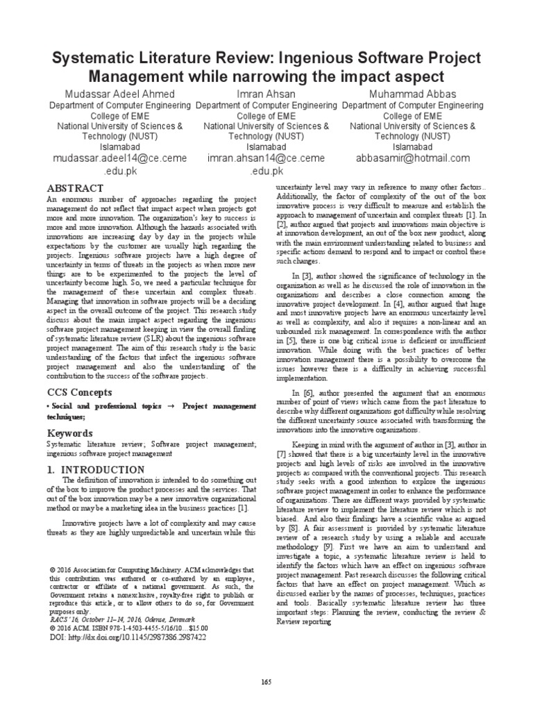 SLR Sample 9 | Download Free PDF | Project Management | Innovation