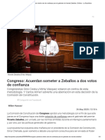 Congreso - Plantean Doble Voto de Confianza para El Gabinete de Vicente Zeballos - Política - La República