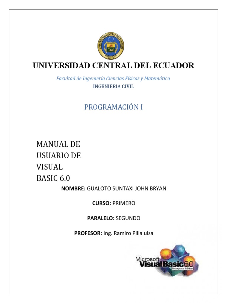Manual de Usuario Visual Basic 6.0 | PDF | Objeto (informática) | Básico