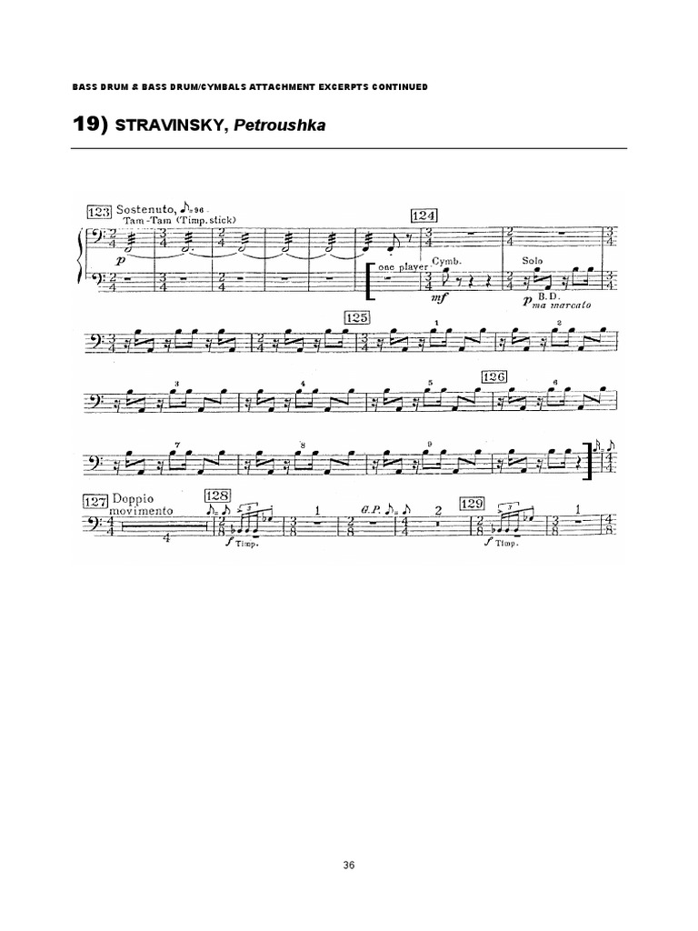 STRAVINSKY, Petroushka Bass Drum & Bass Drum/Cymbals Attachment