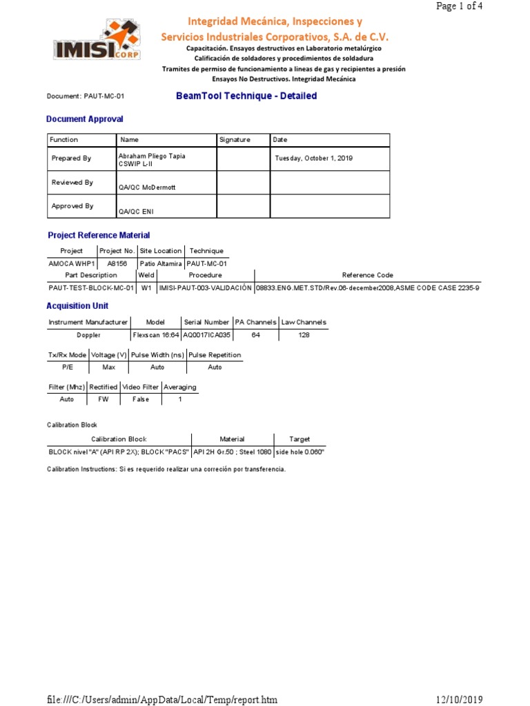 PAUT Calibration Instructions and Details | PDF | Applied And ...