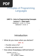 Principles of Programming Languages: UNIT II - Intro To Programming Concepts Lecture 7 - Data Types