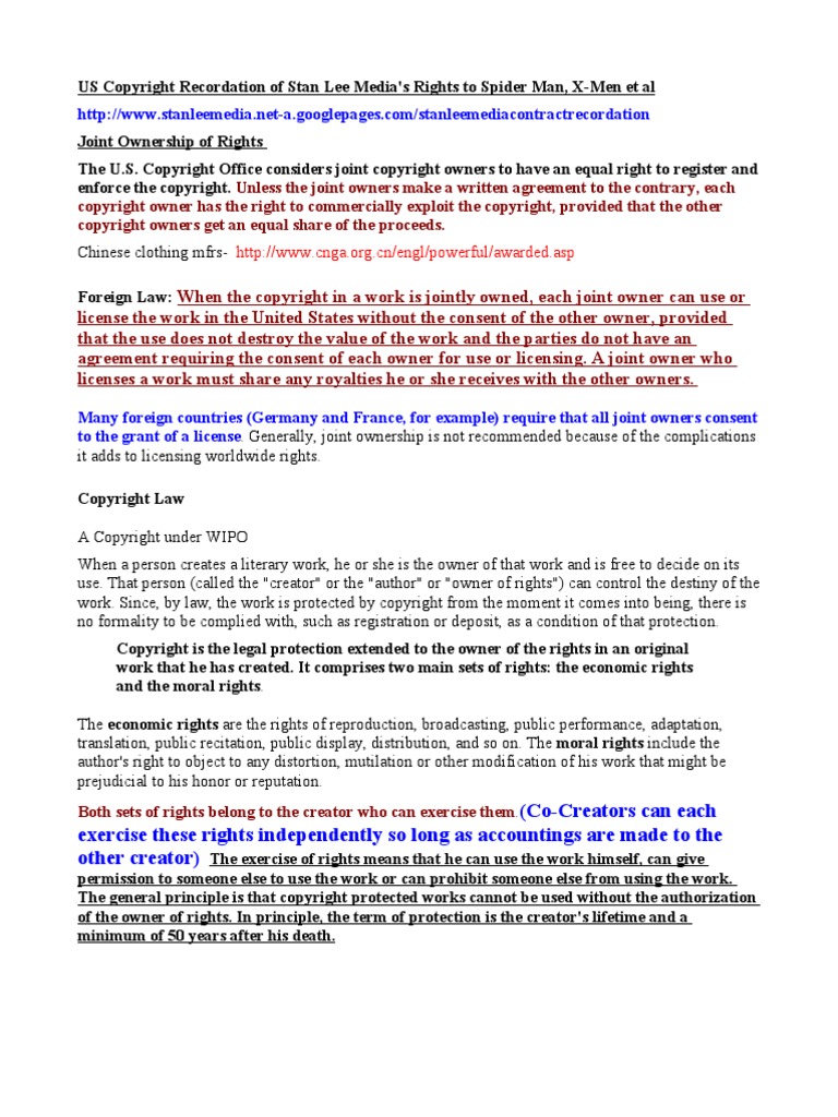 Joint Copyright Ownership Rights Trademark Copyright