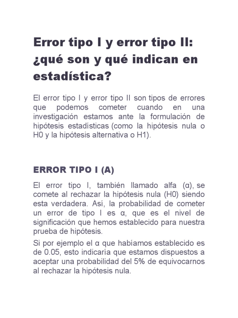 Error Tipo I y Error Tipo II PDF