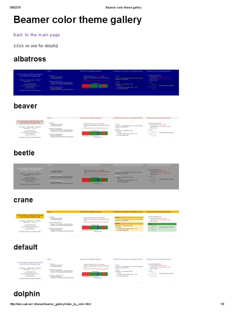 Beamer Color Theme Gallery Overview | PDF | Home & Garden