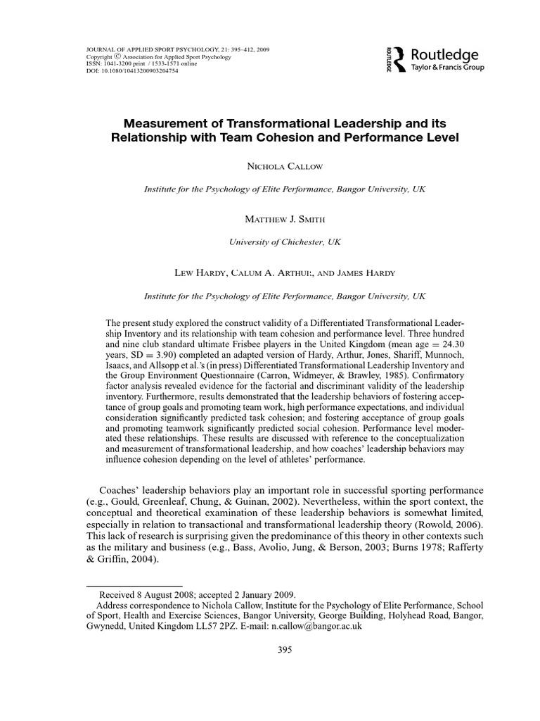 Measurement of Transformational Leadership and Its | PDF ...