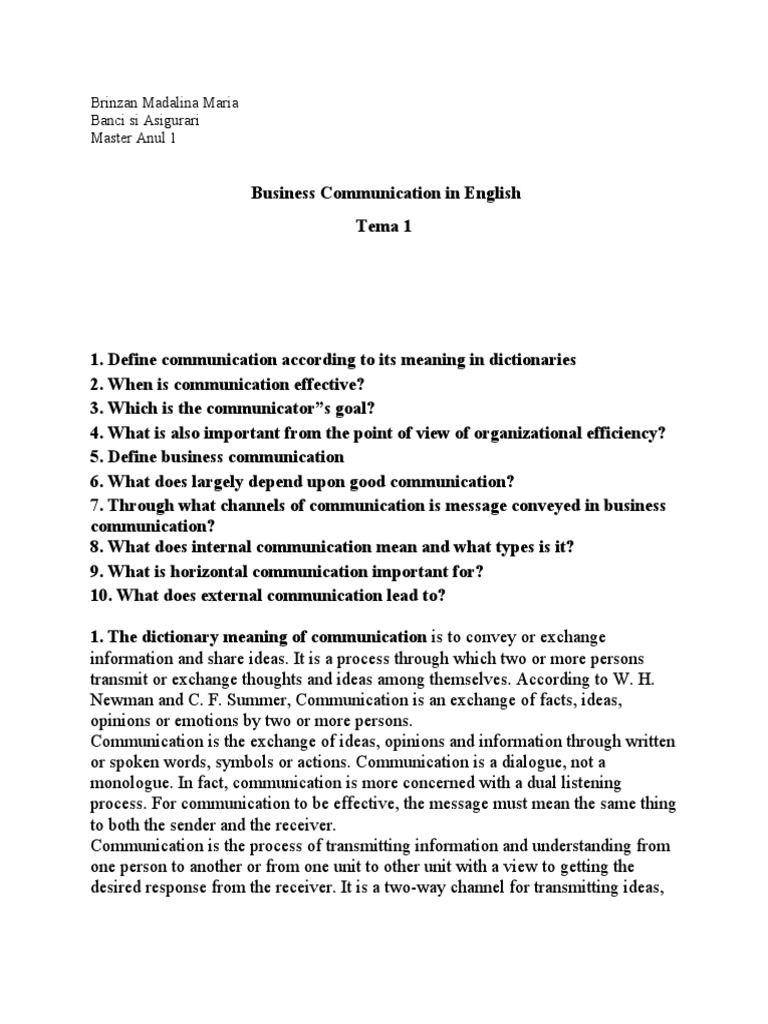 Business Communication in English | PDF | Nonverbal Communication ...