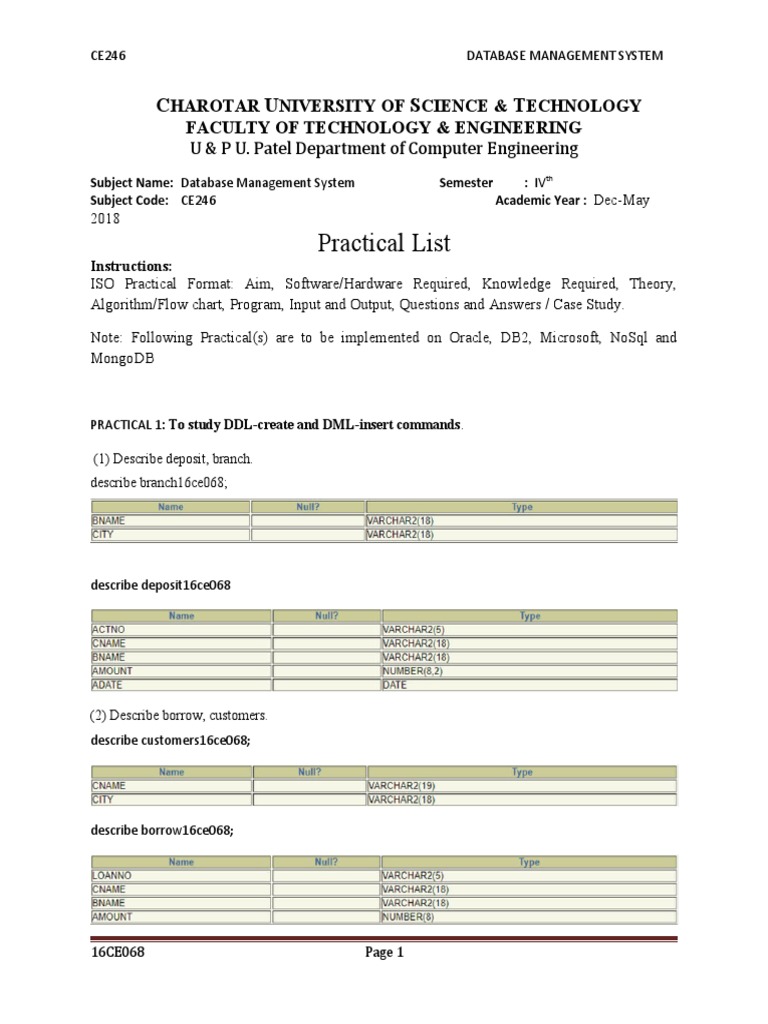 SQ L Practical File | PDF | No Sql | My Sql