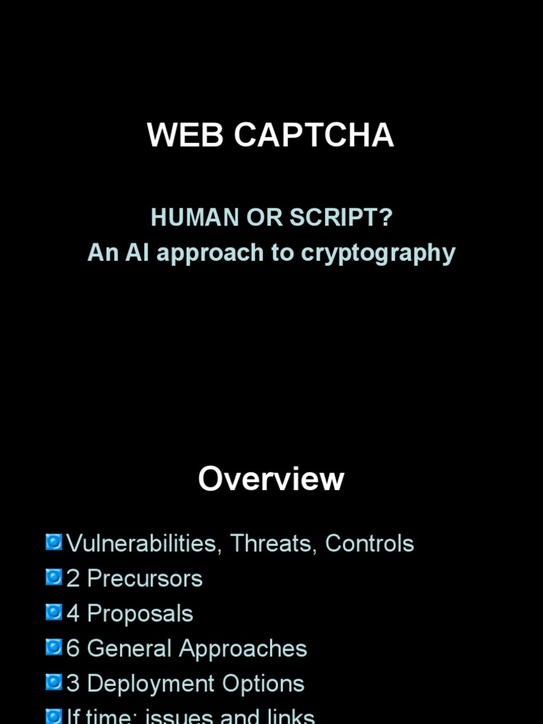 Web Captcha: Human or Script? An AI Approach To Cryptography | PDF ...