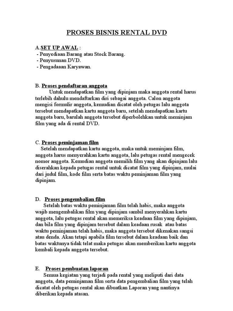 Proses Bisnis Rental DVD | PDF