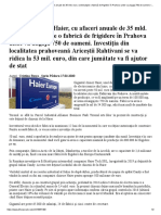 Gigantul Chinez Haier, Construieşte o Fabrică de Frigidere În Prahova Unde Va Angaja 750 de Oameni. Ariceştii Rahtivani Se Va Ridica La 53 Mil. Euro