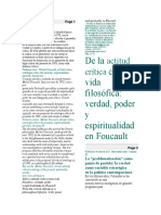 De La Actitud Crítica Como Vida Filosófica. Verdad, Poder y Espiritualidad en Foucault