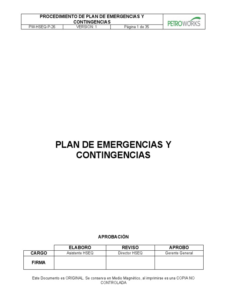 Plan de Contingencia y Emergencias | PDF | Planificación | Riesgo