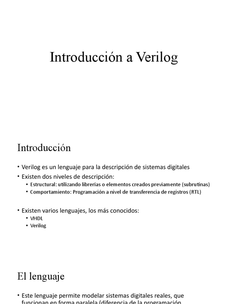 Introducción A Verilog Pptx Pdf Poco Lenguaje De Programación