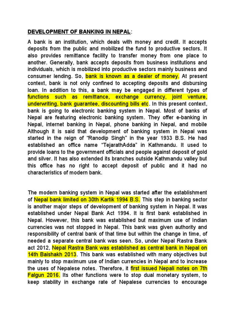 Evolution of Banking in Nepal | PDF | Nepal | Banks