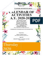 Final Calendar of Activities