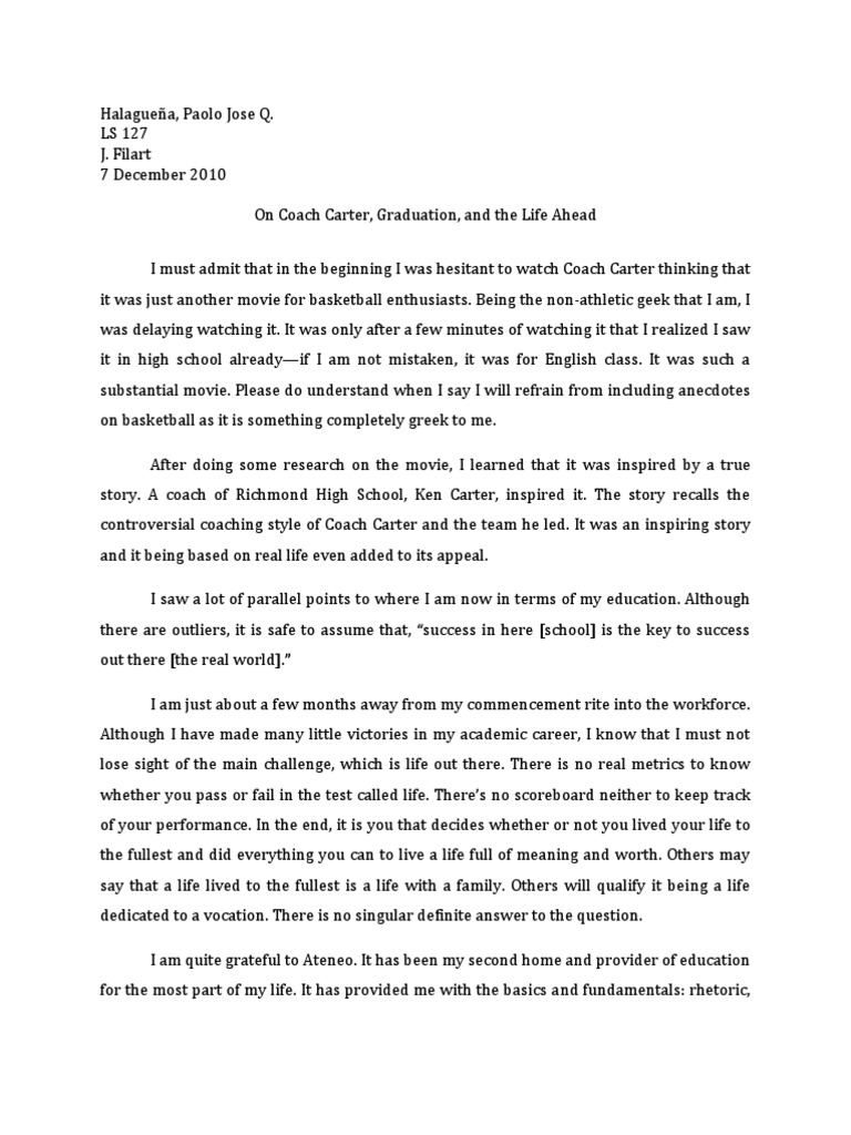 reflection essay english class