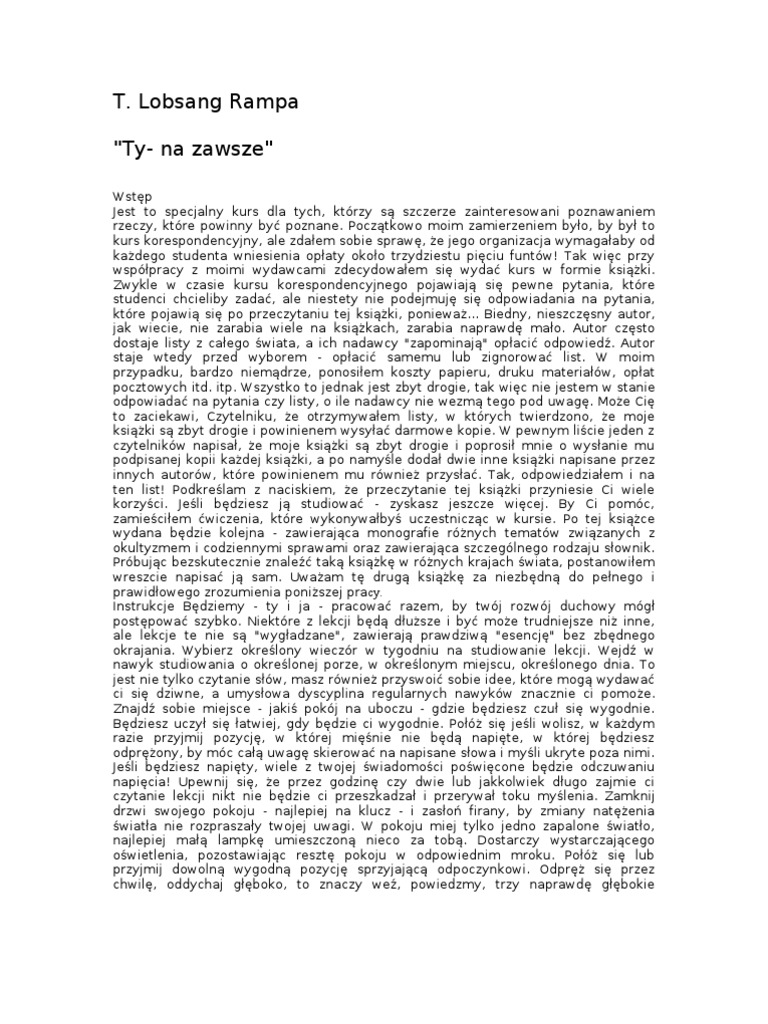 Rampa T Lobsang Ty Na Zawsze