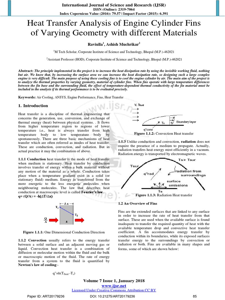 Heat Transfer Analysis of Engine Cylinder Fins of Varying Geometry With ...