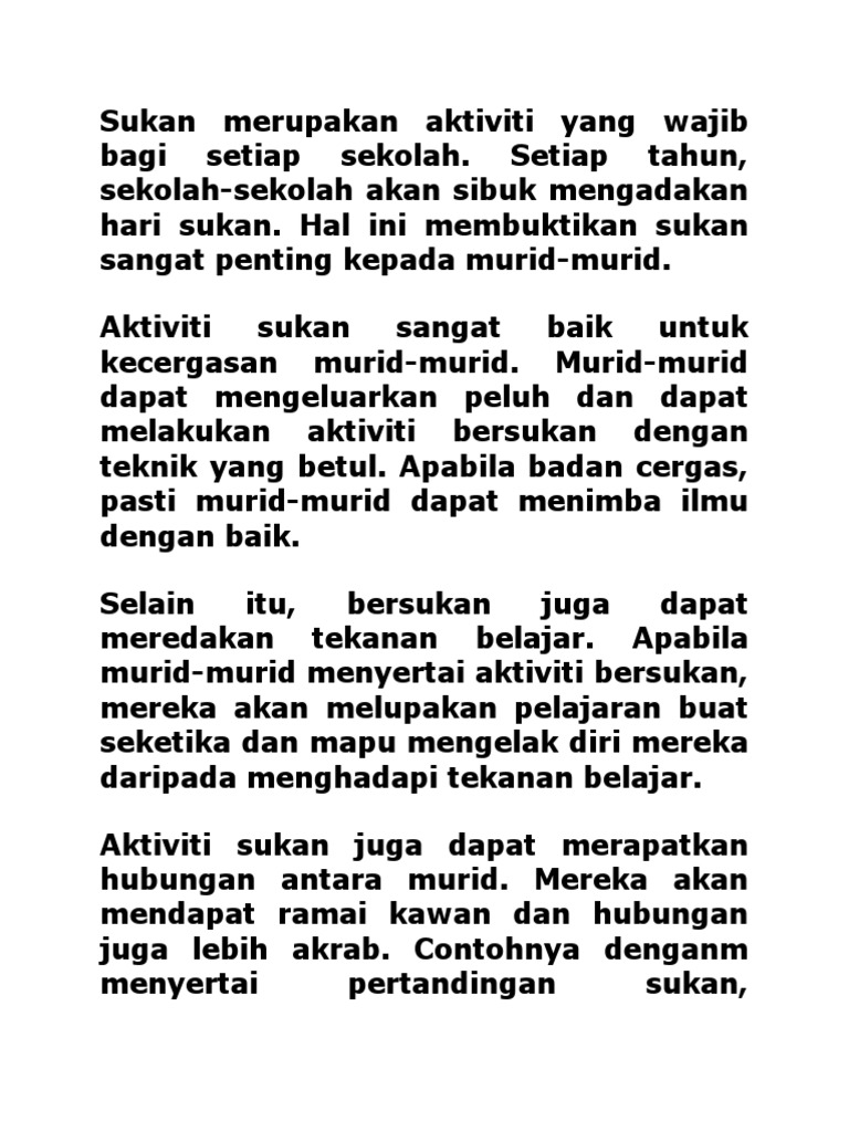 Sukan Merupakan Aktiviti Yang Wajib Pdf