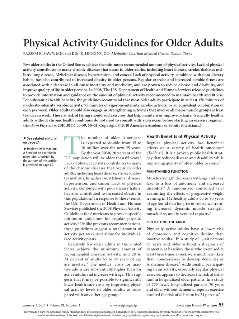 Cdc Exercise Guidelines For Older Adults