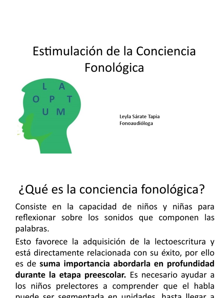 Estimulación de la Conciencia Fonológica | PDF | Sílaba | Fonología