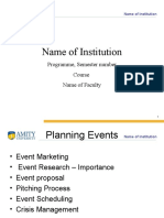 Event Marketing Research and Planning