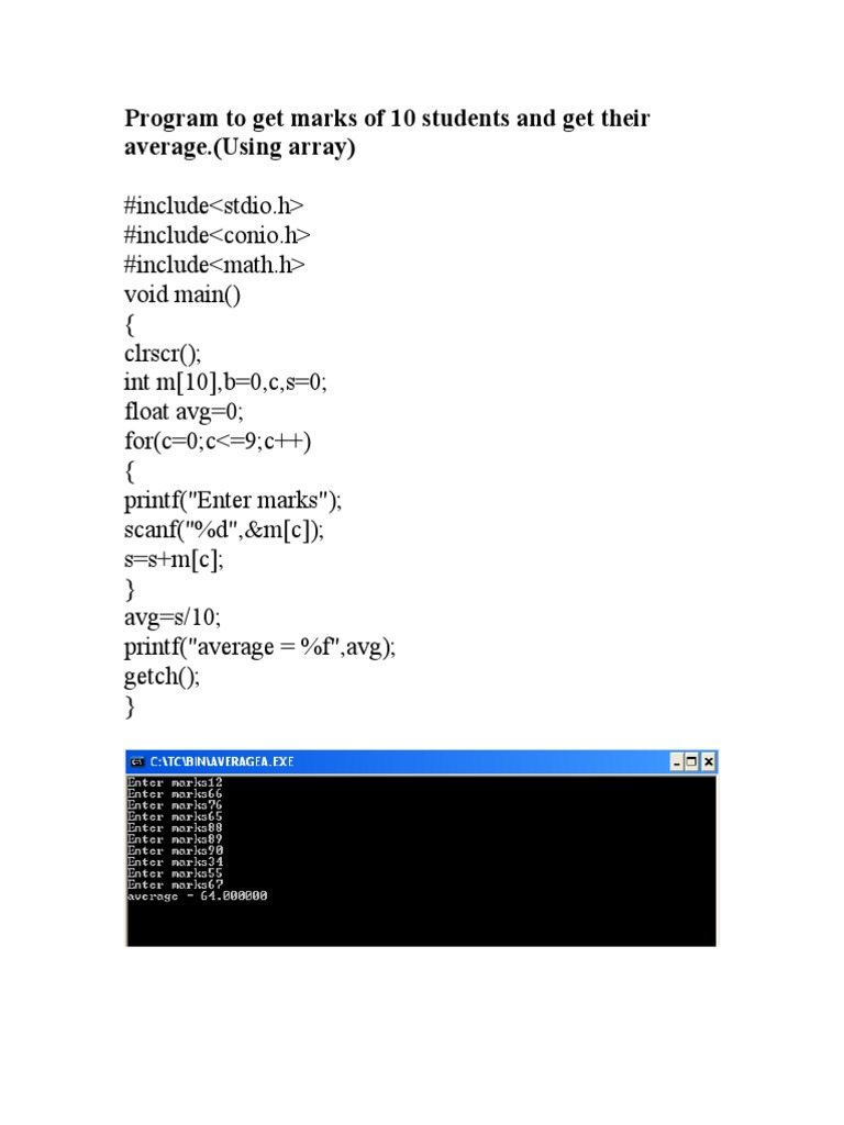 Student Marks Average and Swap Program | PDF