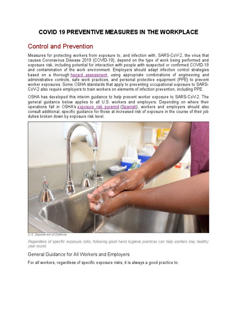 Covid19 Preventive Measures in The Workplace | PDF | Personal ...