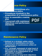 Maintenance policy objectives and KPIs