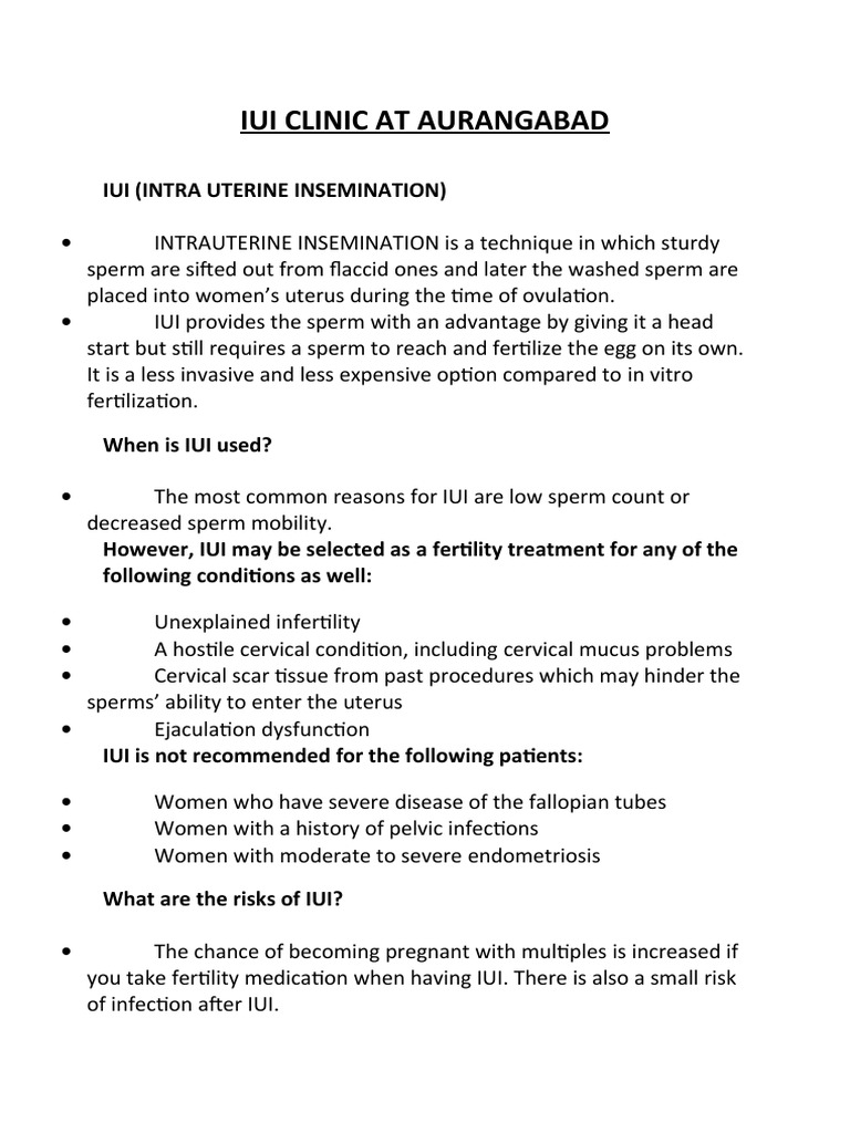 IUI Clinic Overview in Aurangabad | PDF