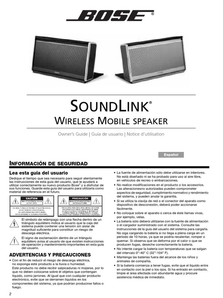Manual BOSE SoundLink | PDF | Bluetooth | Altoparlante