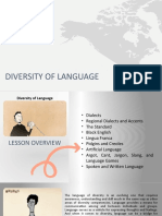 Diversity of Language: Reporter: Sonlee M.Burgos