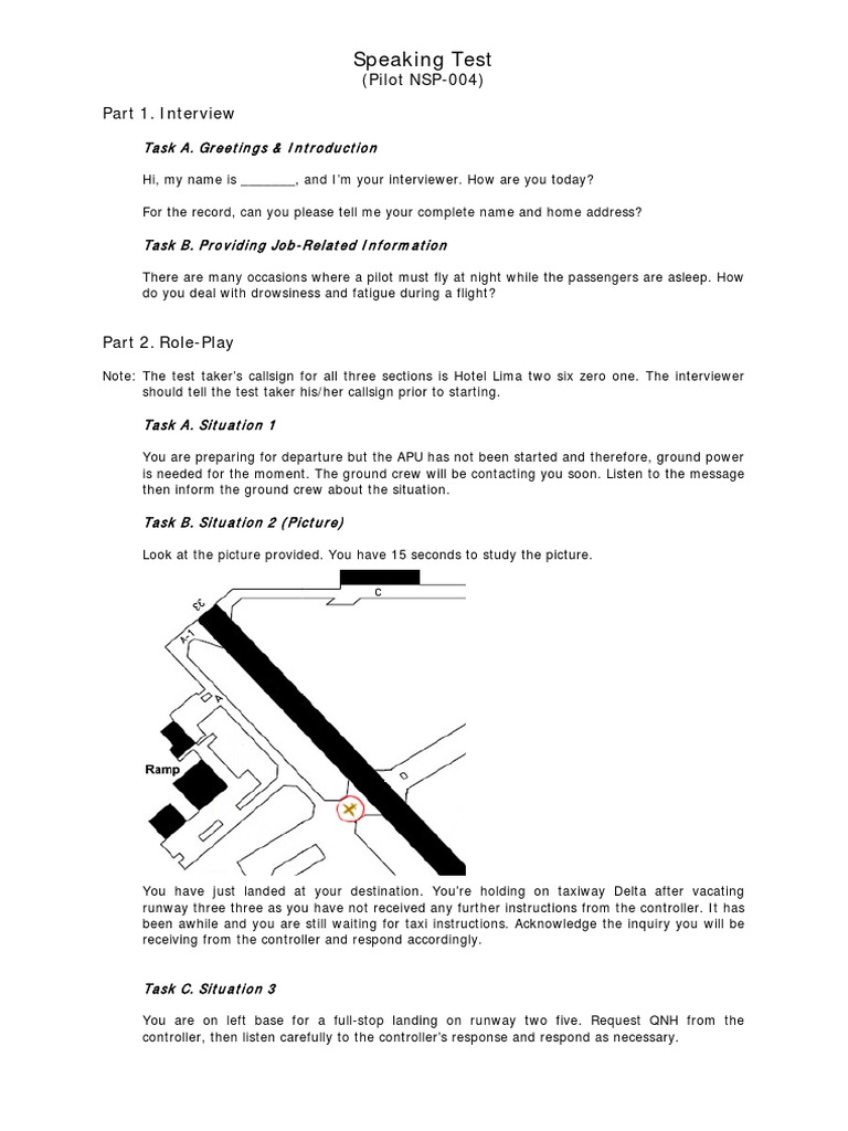 NSP-004 Pilot Speaking Test Guide | PDF | Air Traffic Control | Aircraft