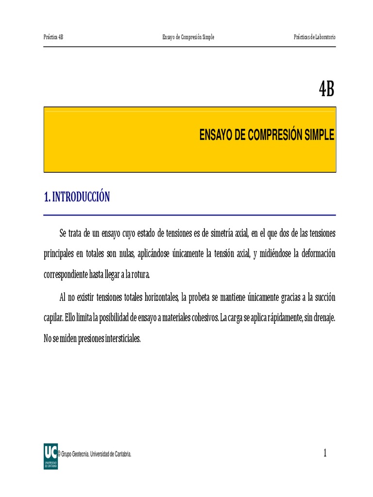 Ensayo de Compresión Simple en Suelos | PDF | Mecánica de suelos ...