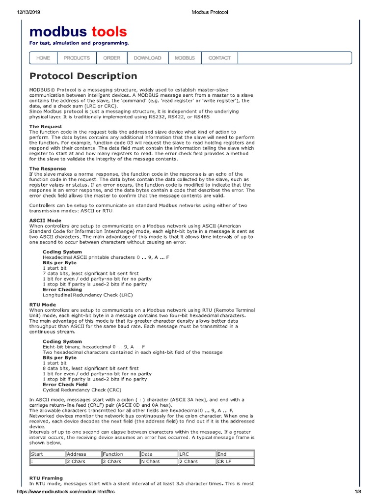 Modbus Protocol PDF | PDF