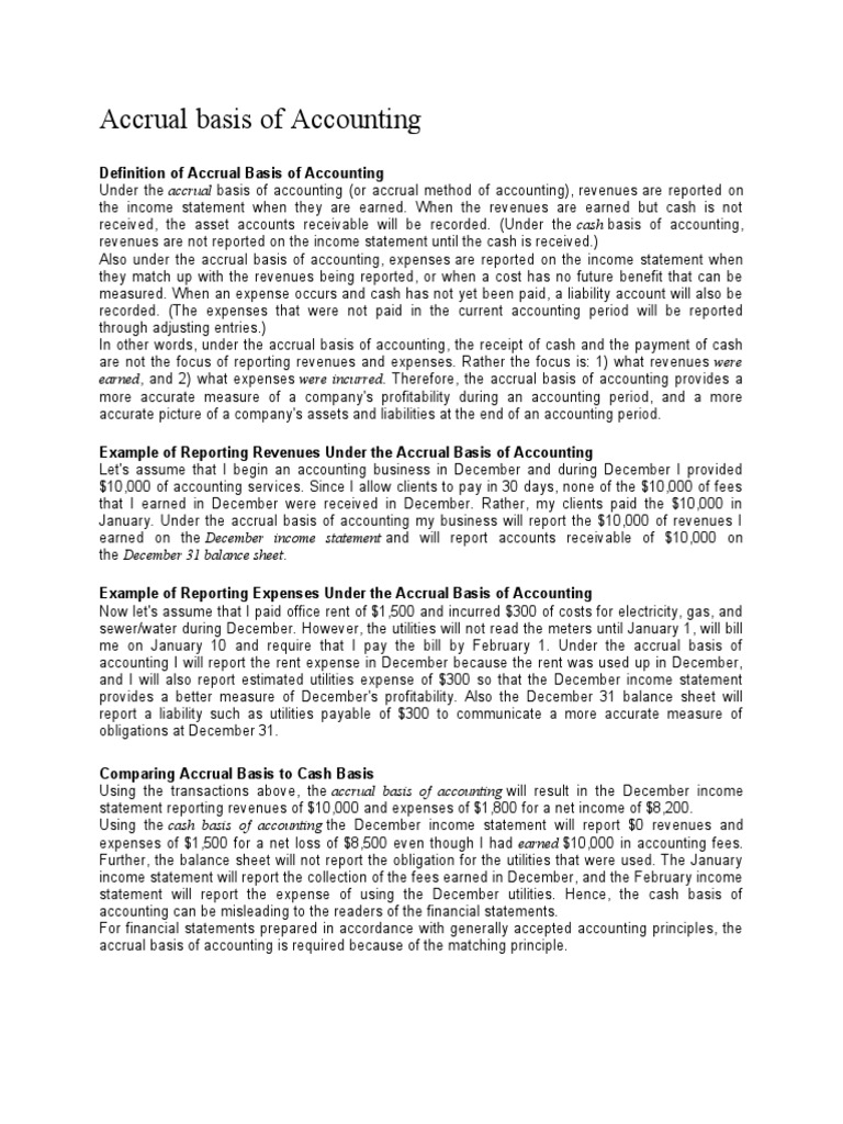 Definition of Accrual Basis of Accounting PDF Basis Of Accounting