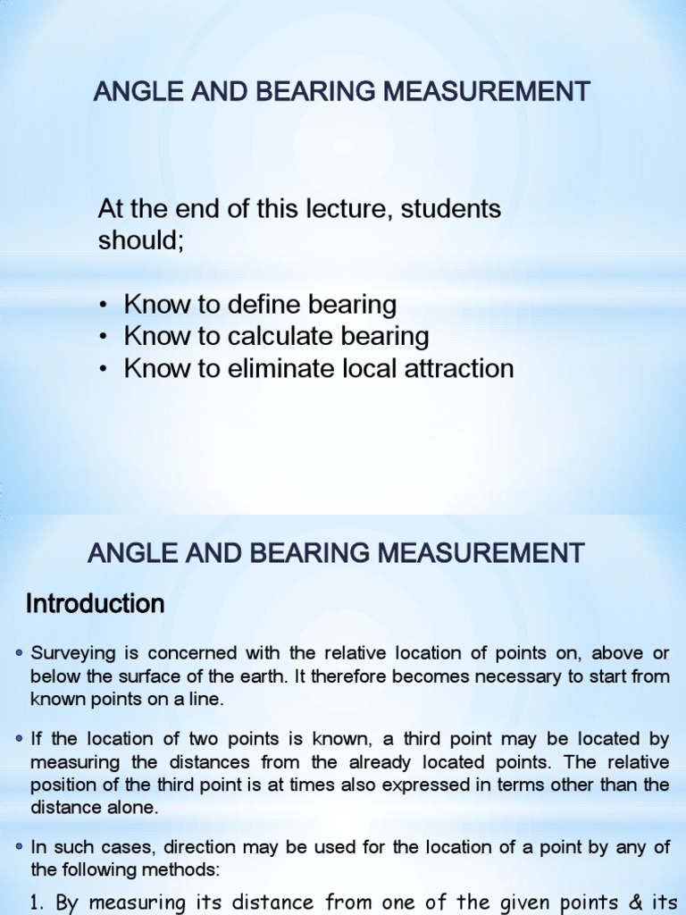 L2 Angle And Bearing Measurement Pdf Pdf Compass Surveying