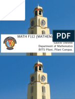 Math F112 (Mathematics-Ii) : Gaurav Dwivedi Department of Mathematics BITS Pilani, Pilani Campus