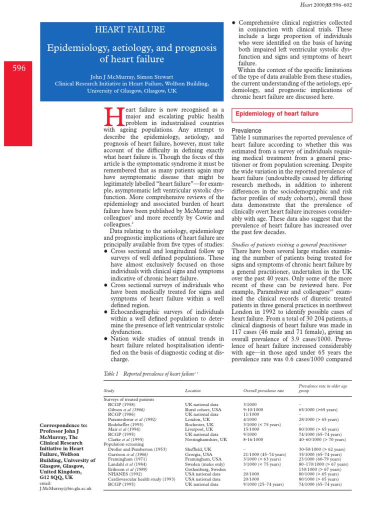 Epidemiology, Aetiology, and Prognosis of Heart Failure | PDF ...