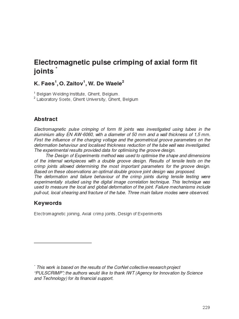 6electromagnetic Pulse Crimping of Axial Form Fit Joints PDF | PDF ...