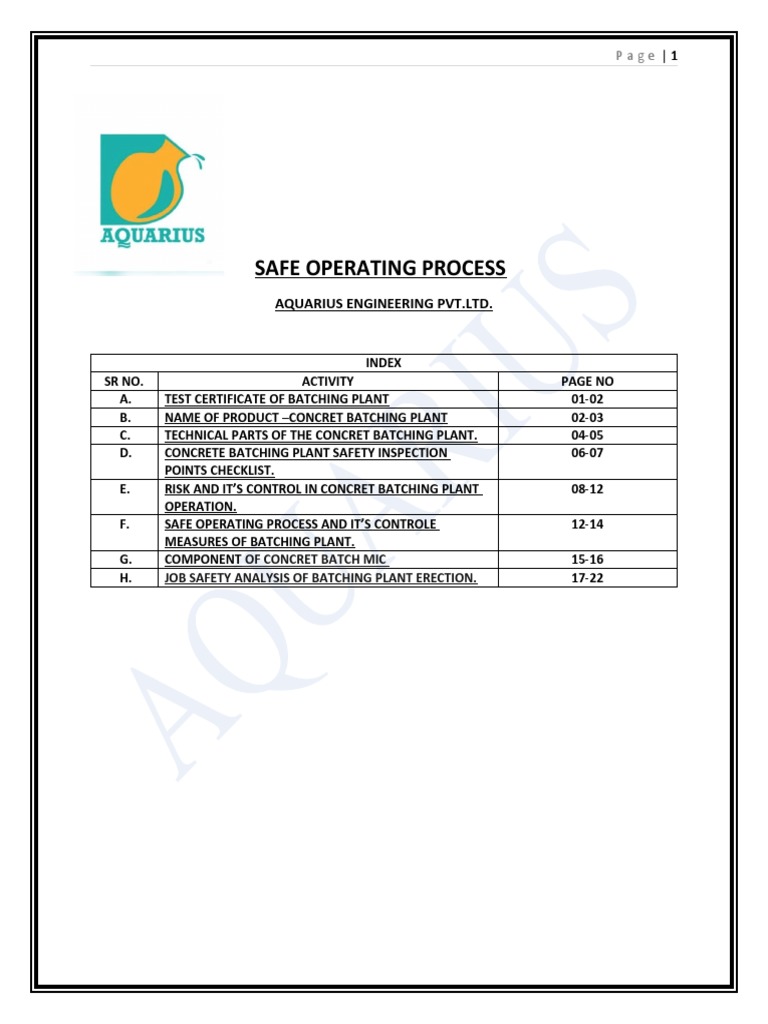 Batching Plant Safety and Operations Guide | PDF | Mechanical ...