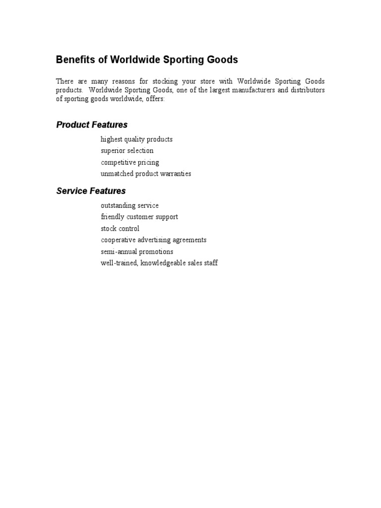 superior sporting goods on Benefit 6