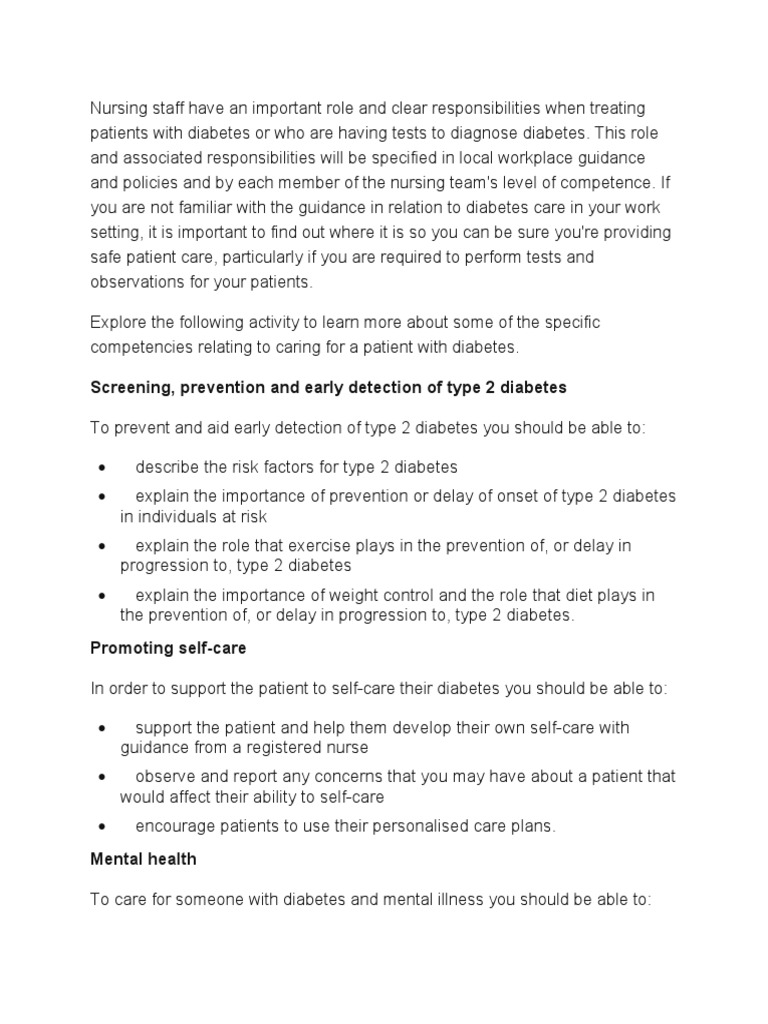 Screening, Prevention and Early Detection of Type 2 Diabetes | PDF