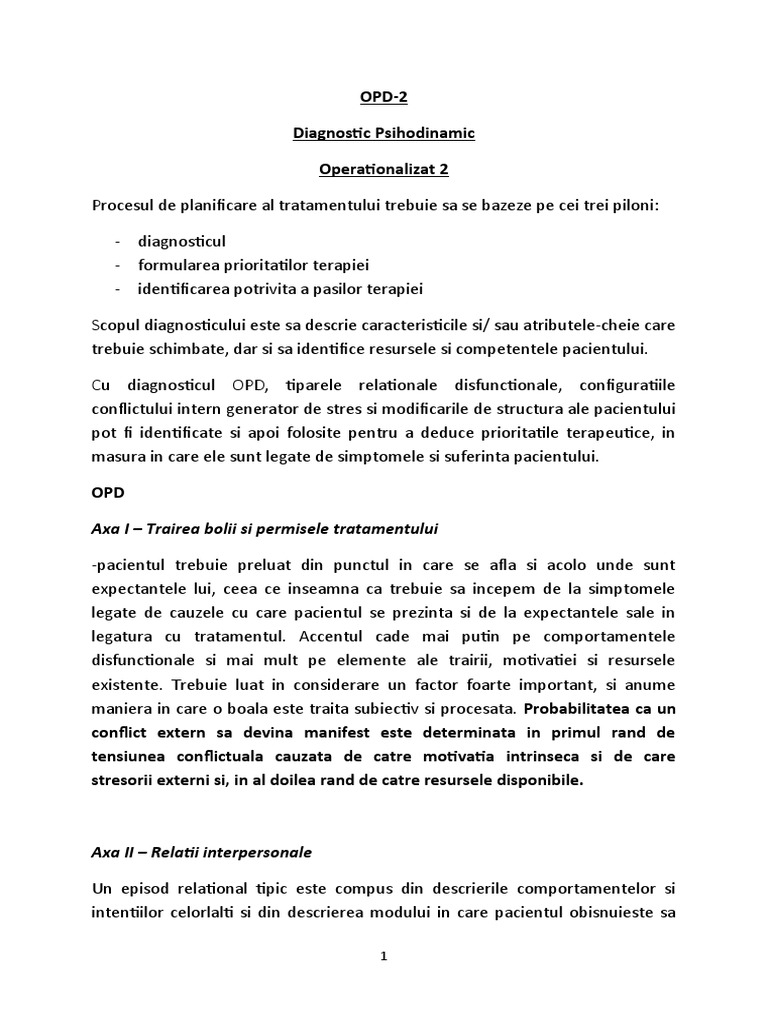 OPD 2 Diagnostic Psihodinamic | PDF