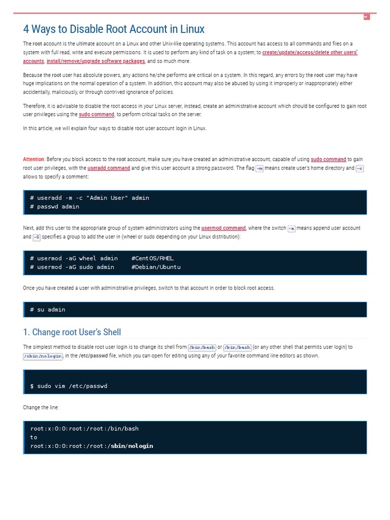 4 Ways To Disable Root Account In Linux Superuser Sudo